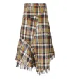 Essentiel Antwerp Iplaid Beige Midi Skirt In Multi