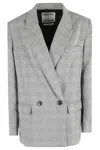 Essentiel Antwerp Double-breasted Houndstooth-pattern Blazer In Gray