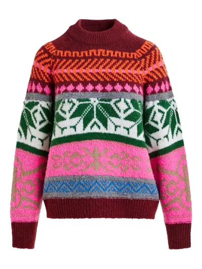 Essentiel Antwerp Irelando Geomwtric-pattern Sweater In Pink