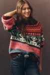Essentiel Antwerp Irelando Mock-neck Fair Isle Sweater In Multi