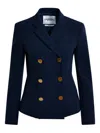 Essentiel Antwerp Irtha Navy Blue Double-breasted Blazer In Blue