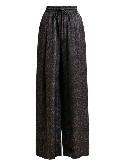Essentiel Antwerp Irving Leopard-print Drawstring Trousers In Black