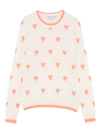 Essentiel Antwerp Isa Heart Sweater In Neutral