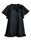 Essentiel Antwerp Ising Flower-brooch Midi Dress In Black