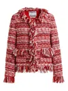 Essentiel Antwerp Iskra Fringed Tweed Jacket In Multi