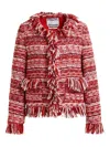Essentiel Antwerp Iskra Fringed Tweed Jacket In Multi