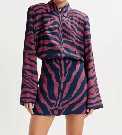 Essentiel Antwerp Isniper Shirt Mini Dress In Fudge Frappe Combo In Animal Print