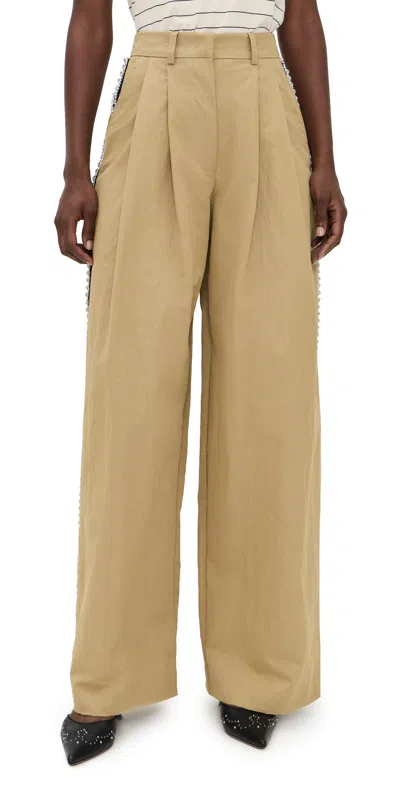 Essentiel Antwerp Iso Rhinestone Tape Pants Sad Beige In Burgundy