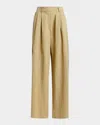 Essentiel Antwerp Iso Rhinestone-trimmed Pleated Pants In Brown