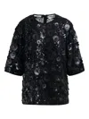 Essentiel Antwerp Isparkle Flower-sequin Blouse In Black