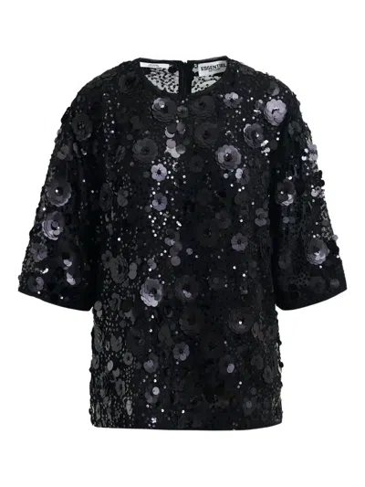 Essentiel Antwerp Isparkle Flower-sequin Blouse In Black