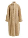 Essentiel Antwerp Ispot Stand-up Collar Faux-shearling Coat In Brown