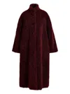 Essentiel Antwerp Ispot Stand-up Collar Faux-shearling Coat In Burgundy