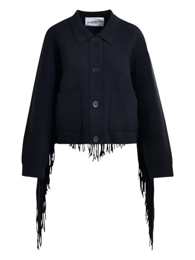 Essentiel Antwerp Istern Fringe Cardigan In Black