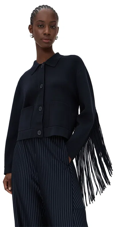 ESSENTIEL ANTWERP ISTERN JACKET WITH FRINGES NAVY