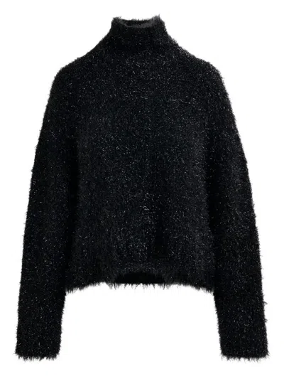 Essentiel Antwerp Istrana Metallic Pussy-bow Sweater In Black