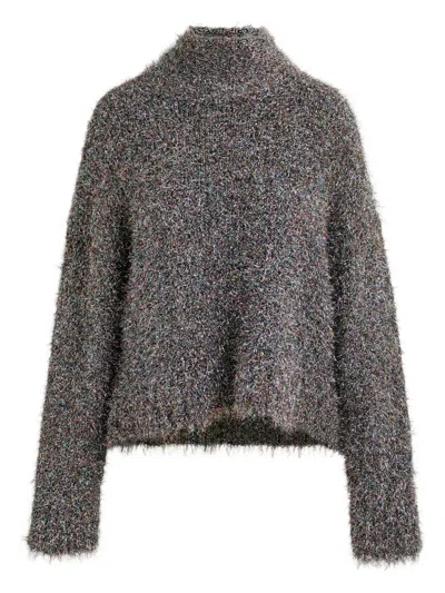 Essentiel Antwerp Istrana Metallic Pussy-bow Sweater In Gray