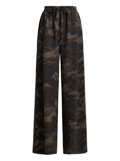 Essentiel Antwerp Itchy Camouflage-textured Trousers In Brown