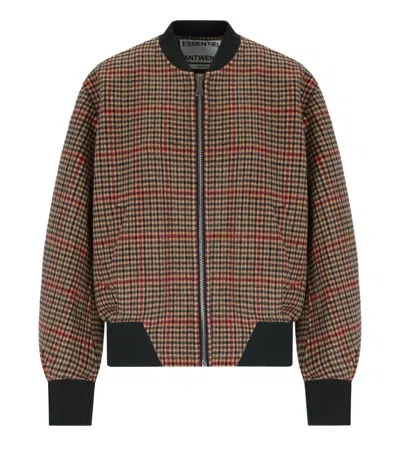 Essentiel Antwerp Iti Brown Bomber Jacket In Multi