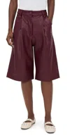 Essentiel Antwerp Itop Faux Leather Shorts Margot Mauve In Multi
