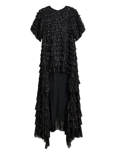 Essentiel Antwerp Itty Tiered Ruffled Top In Black