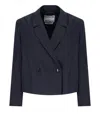 Essentiel Antwerp Itzle Navy Blue Cropped Blazer In Blue