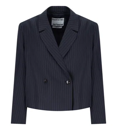 ESSENTIEL ANTWERP ESSENTIEL ANTWERP ITZLE NAVY BLUE CROPPED BLAZER