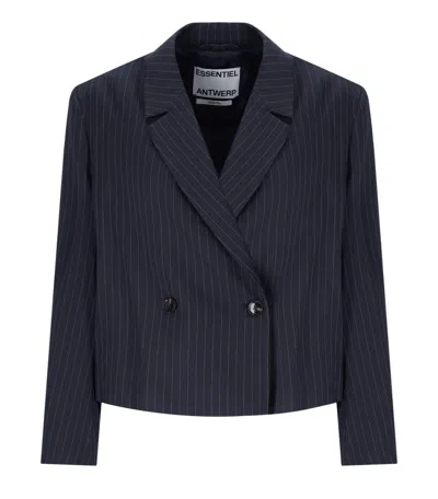ESSENTIEL ANTWERP ITZLE NAVY BLUE CROPPED BLAZER