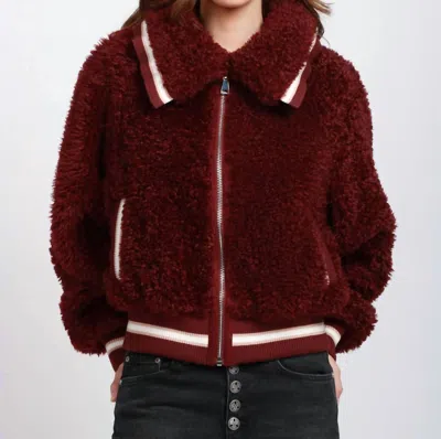 Essentiel Antwerp Iwill Faux Fur Jacket In Margot Mauve In Red