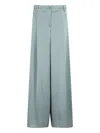 Essentiel Antwerp High-waisted Teal Wide Leg Pants With Satin Finish In Blue