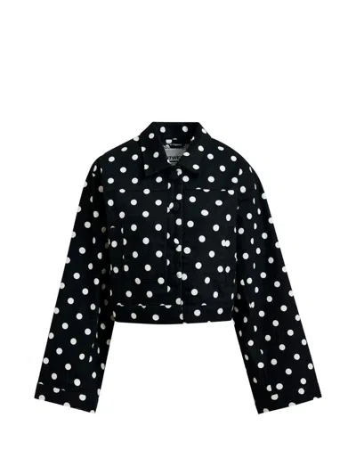 Essentiel Antwerp Jaborosa Polka-dot Cropped Jacket In Black