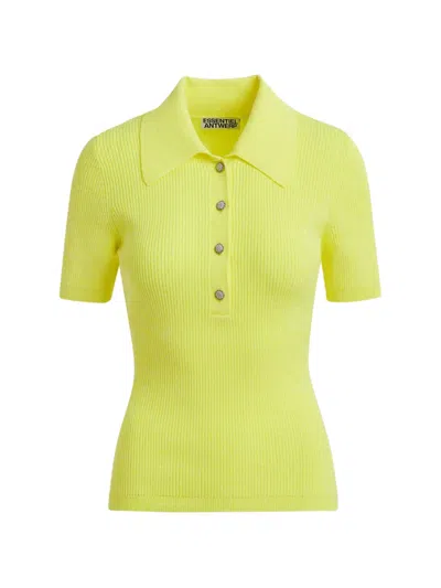 Essentiel Antwerp Jabric Ribbed Polo Top In Green