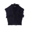 Essentiel Antwerp Fringed-trim Tweed Vest In Blue