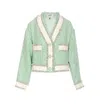 Essentiel Antwerp Hoola Cropped Frige Jacket In Green