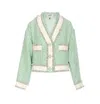 Essentiel Antwerp Hoola Cropped Frige Jacket In Green