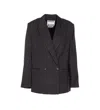 Essentiel Antwerp Pinstripe Double-breasted Blazer In Gray
