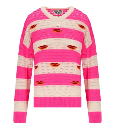 Essentiel Antwerp Jackpot Fuchsia Crewneck Sweater In Pink