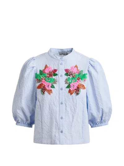 Essentiel Antwerp Jaiden Floral-detail Shirt In Blue