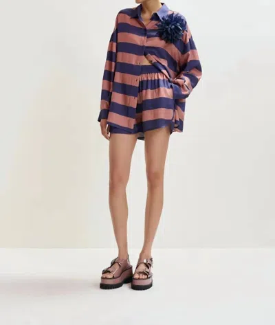 Essentiel Antwerp Jaim Striped Shirt In Purple/vintage Pink In Brown