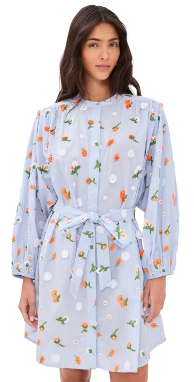 Essentiel Antwerp Jalen Embroidered Dress Combo3 Nile Blue In Multi