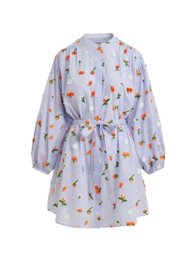Essentiel Antwerp Jalen Floral-embroidered Shirt Dress In Multi