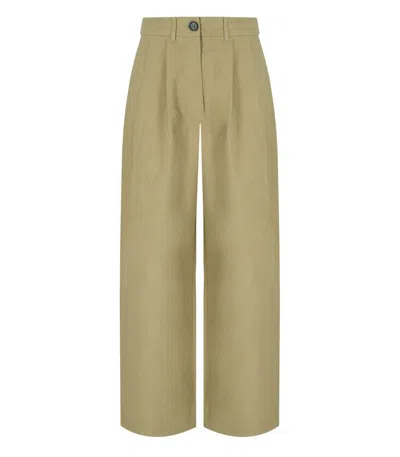 Essentiel Antwerp Jammer Beige Wide Leg Trousers In Green