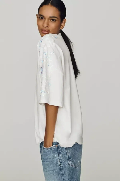 Essentiel Antwerp Jangoo Cotton Sequin-sleeve Tee In White