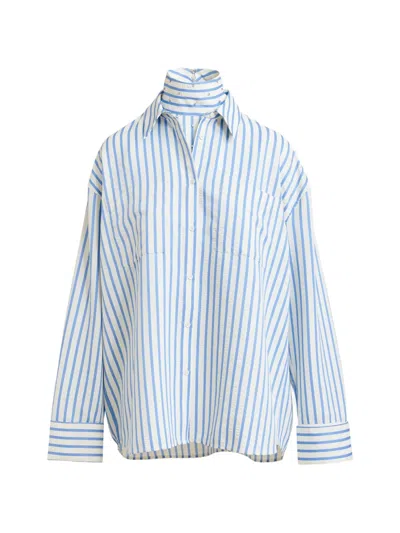 Essentiel Antwerp Janna Striped Rhinestone-embellished Shirt In White