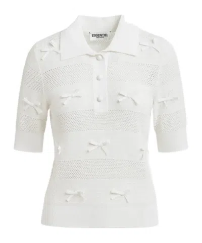 Essentiel Antwerp Off-white Bow-embellished Knit Polo