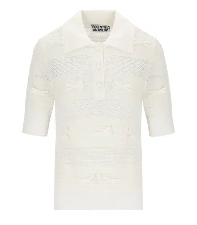 Essentiel Antwerp Jarts Ivory Knitted Poloshirt In White