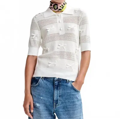 Essentiel Antwerp Jarts Knit Polo With Bows In Off White In Multi