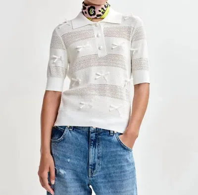 Essentiel Antwerp Jarts Knit Polo With Bows In White