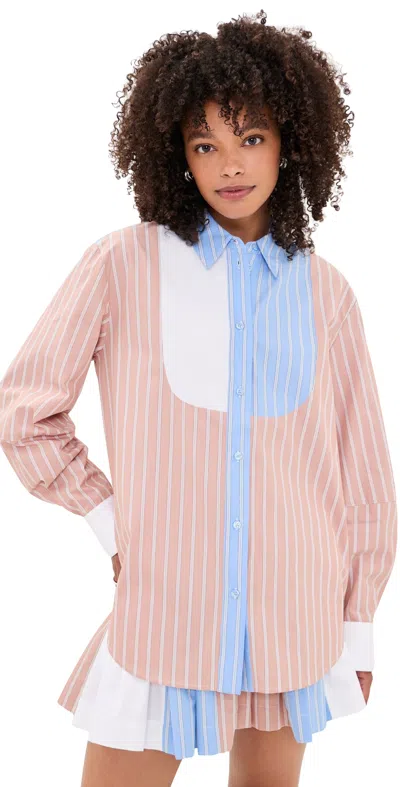 Essentiel Antwerp Jatch Patchwork Shirt Combo1 Off White In Pink