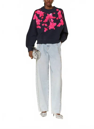 Essentiel Antwerp Jawel Rhinestone Barrel Jeans In Nile Blue